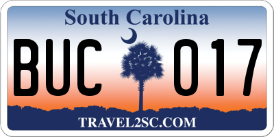 SC license plate BUC017