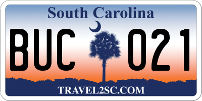 SC license plate BUC021