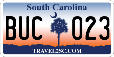 SC license plate BUC023