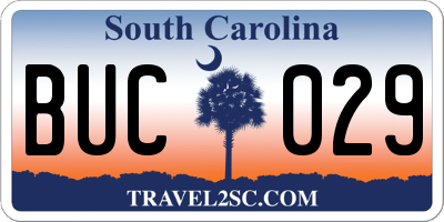 SC license plate BUC029