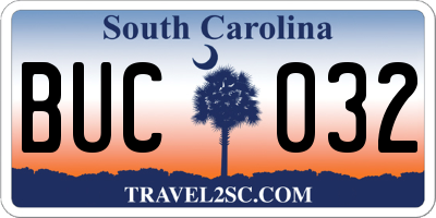 SC license plate BUC032