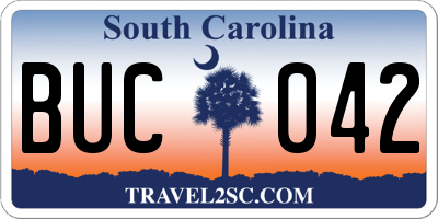 SC license plate BUC042