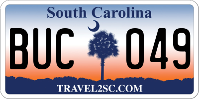 SC license plate BUC049