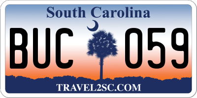 SC license plate BUC059