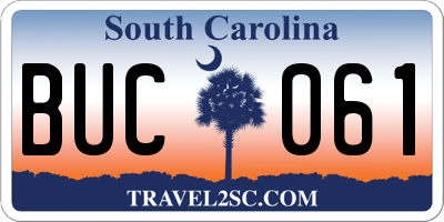 SC license plate BUC061