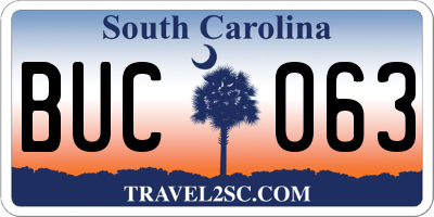 SC license plate BUC063