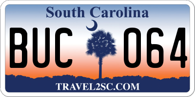 SC license plate BUC064