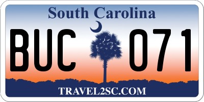 SC license plate BUC071
