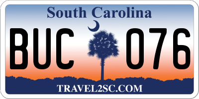 SC license plate BUC076