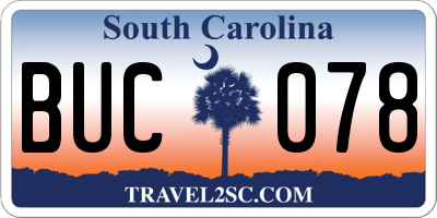 SC license plate BUC078