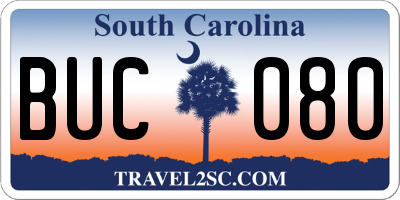 SC license plate BUC080