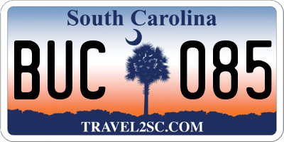 SC license plate BUC085