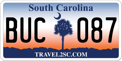 SC license plate BUC087