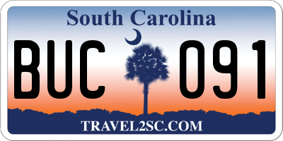 SC license plate BUC091