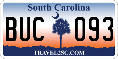 SC license plate BUC093