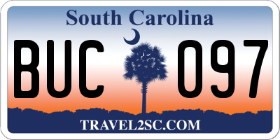 SC license plate BUC097