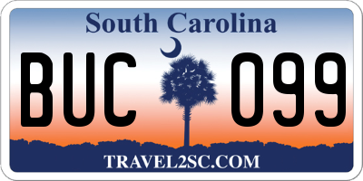 SC license plate BUC099