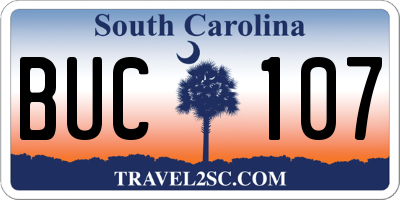 SC license plate BUC107