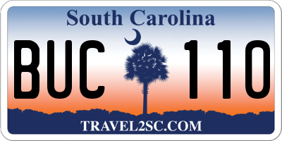 SC license plate BUC110