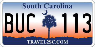 SC license plate BUC113