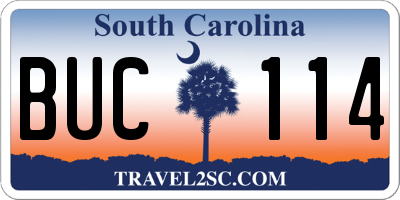 SC license plate BUC114
