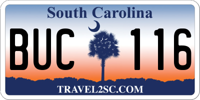 SC license plate BUC116
