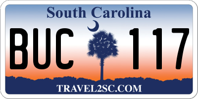 SC license plate BUC117