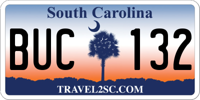 SC license plate BUC132