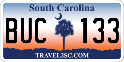 SC license plate BUC133