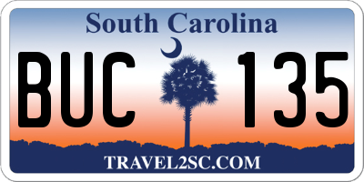 SC license plate BUC135