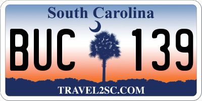SC license plate BUC139