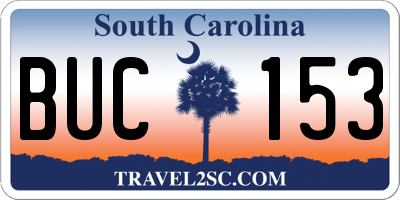 SC license plate BUC153