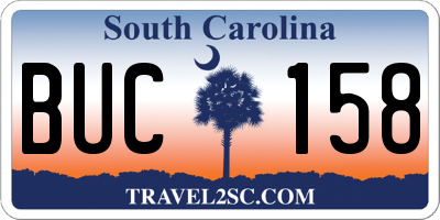 SC license plate BUC158