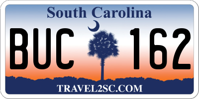 SC license plate BUC162