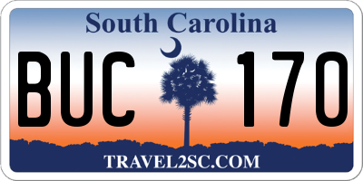 SC license plate BUC170