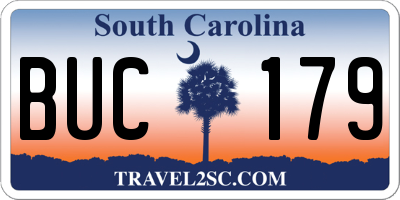 SC license plate BUC179