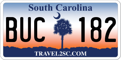 SC license plate BUC182