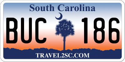 SC license plate BUC186