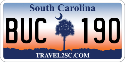 SC license plate BUC190