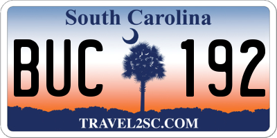 SC license plate BUC192