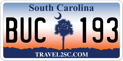 SC license plate BUC193