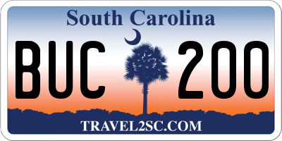 SC license plate BUC200