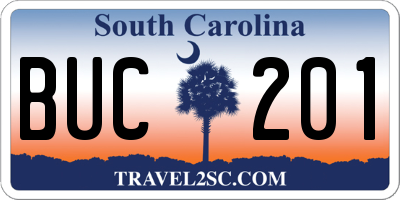 SC license plate BUC201