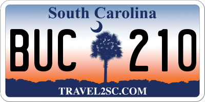 SC license plate BUC210