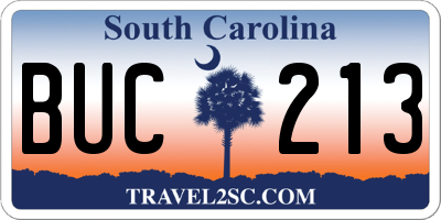 SC license plate BUC213