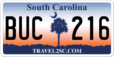 SC license plate BUC216