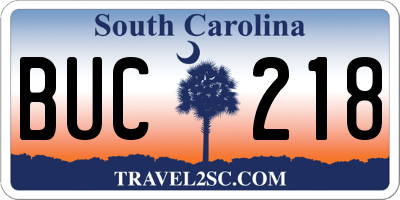 SC license plate BUC218