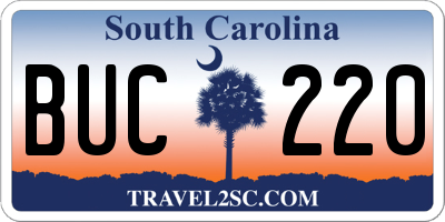 SC license plate BUC220