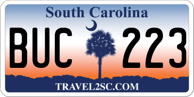 SC license plate BUC223