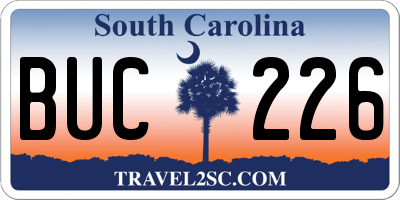 SC license plate BUC226